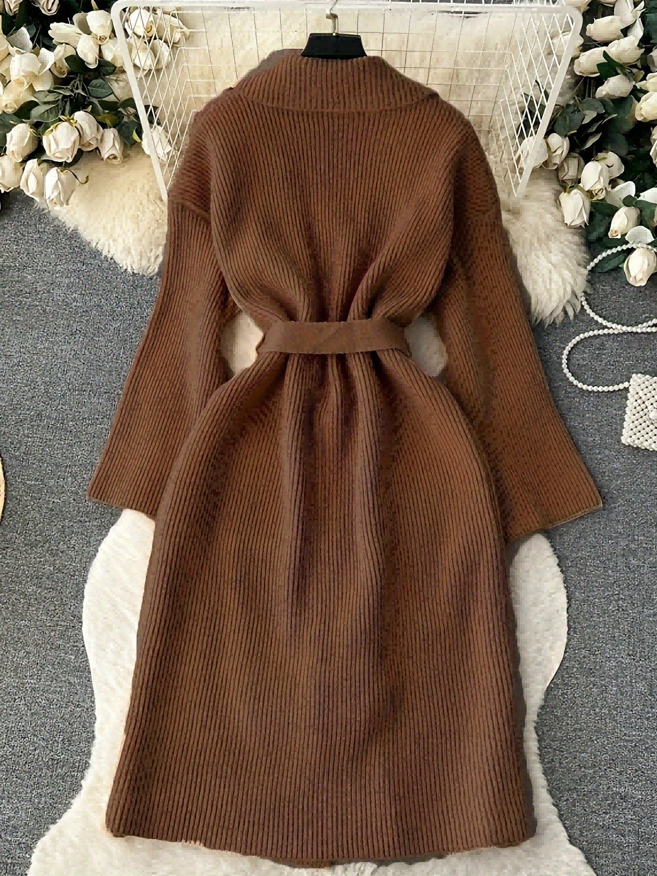 Catrina Winter Shrug With Belt In Brown
