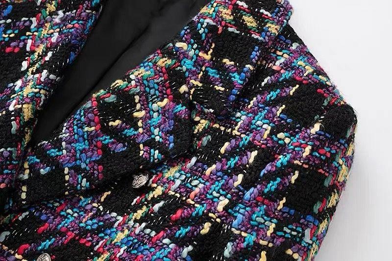 Olga Cropped Tweed Blazer In Black