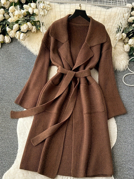 Catrina Winter Shrug With Belt In Brown