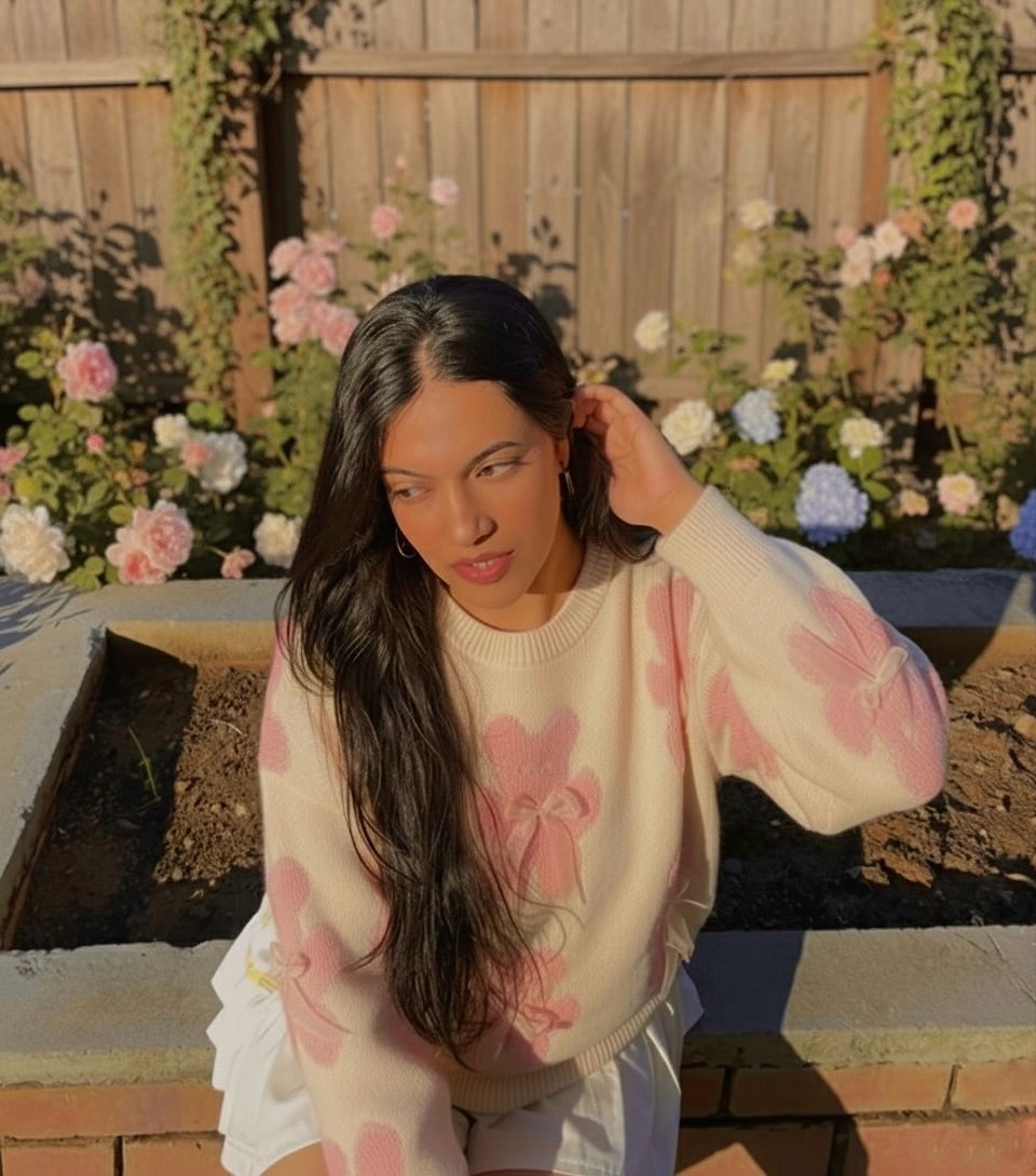 Riven Cute Woolen Sweater In Pink