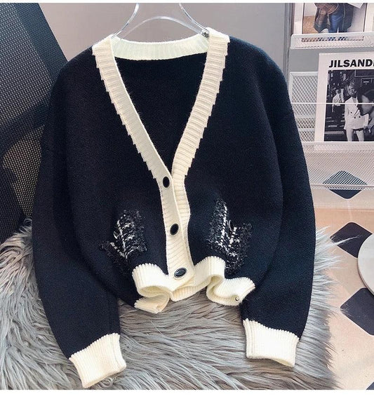 Mike Woolen Statement Cardigan In Black