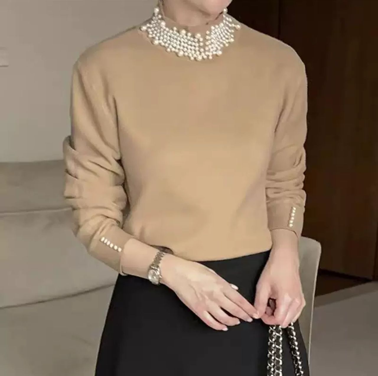 Femella Pearl Detail Luxe Sweater