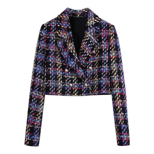 Olga Cropped Tweed Blazer In Black