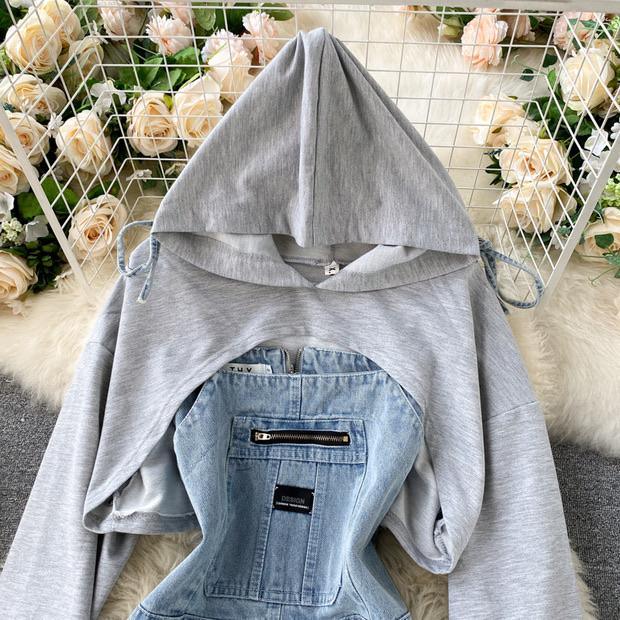 Bronkers Statement Dress with Jacket In Blue and Grey