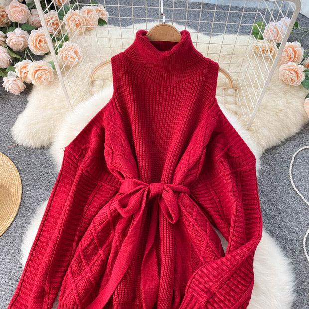 Labea Cold Shoulder Sweater In Red